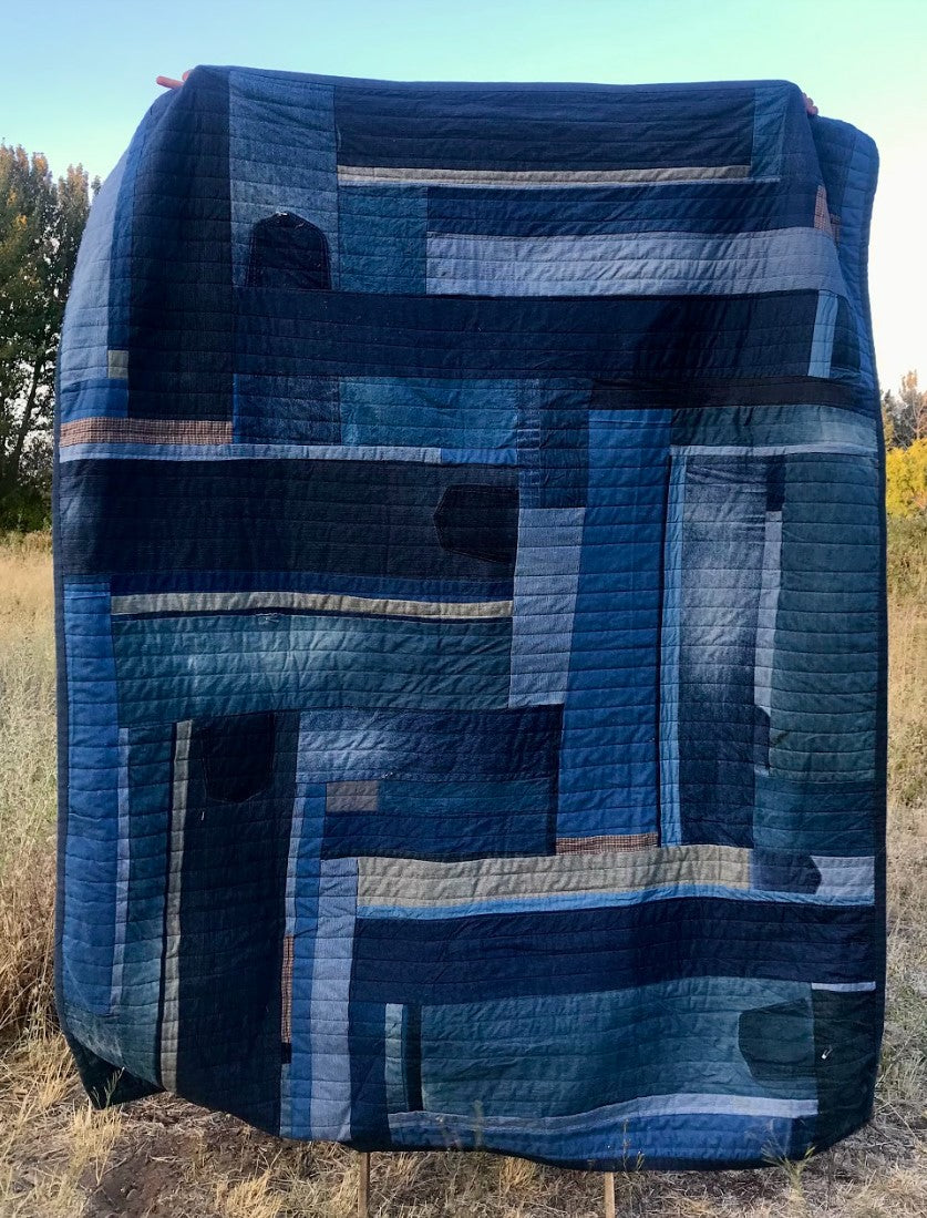 Chad Wentzel, Handmade Quilt in Blue (69" x 88")