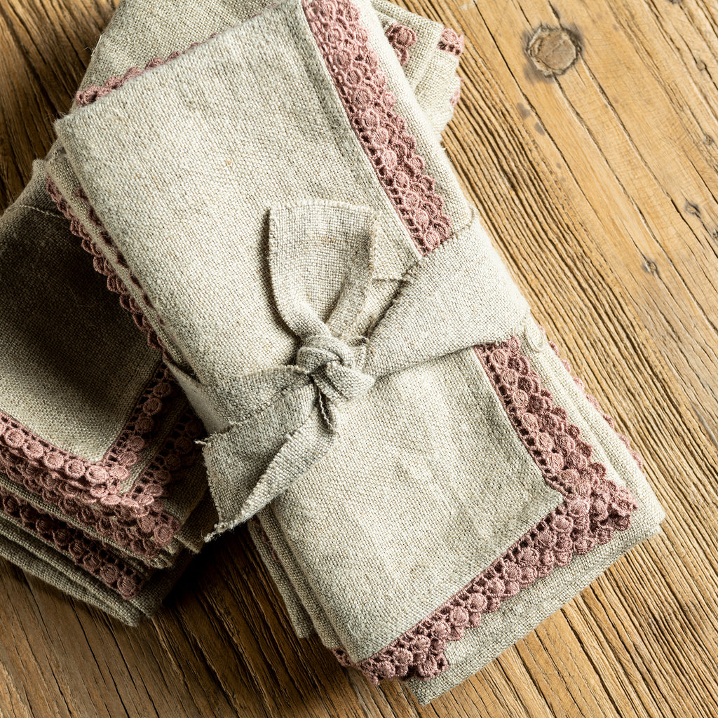 Anika Solid Napkin with Trim, Natural 15% OFF
