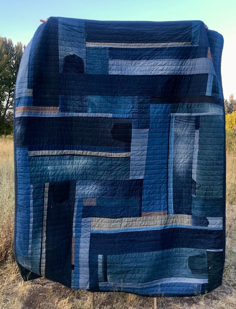 Chad Wentzel, Handmade Quilt in Blue (69" x 88")