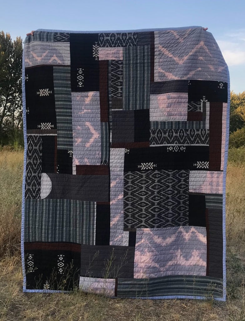 Chad Wentzel, Handmade Quilt in Black, Grey, and Tie-Dye (72 x 89")