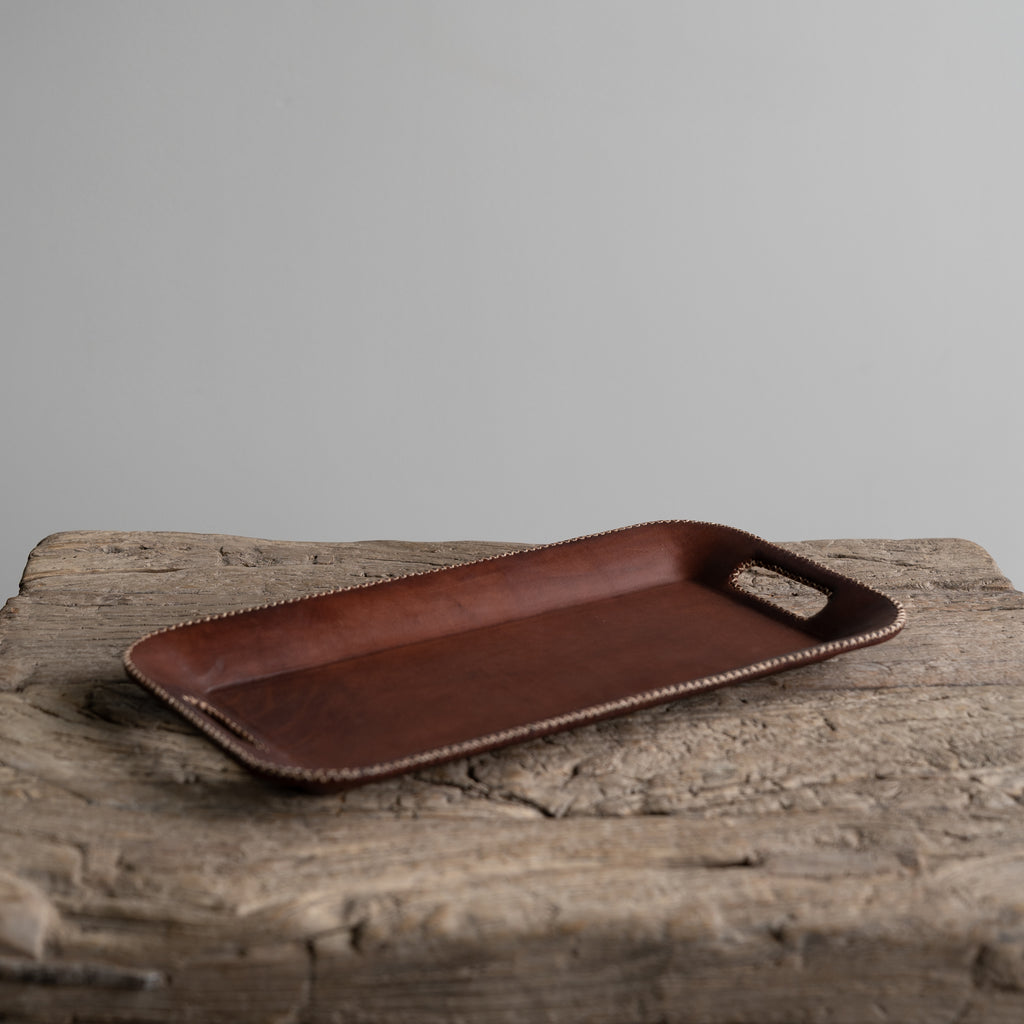 Long Leather Serving Tray