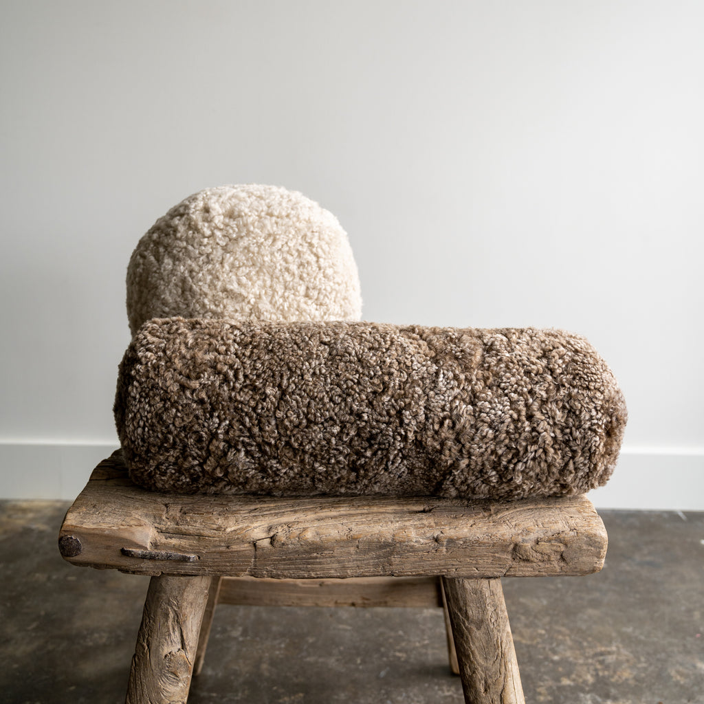 Taupe Shearling Bolster
