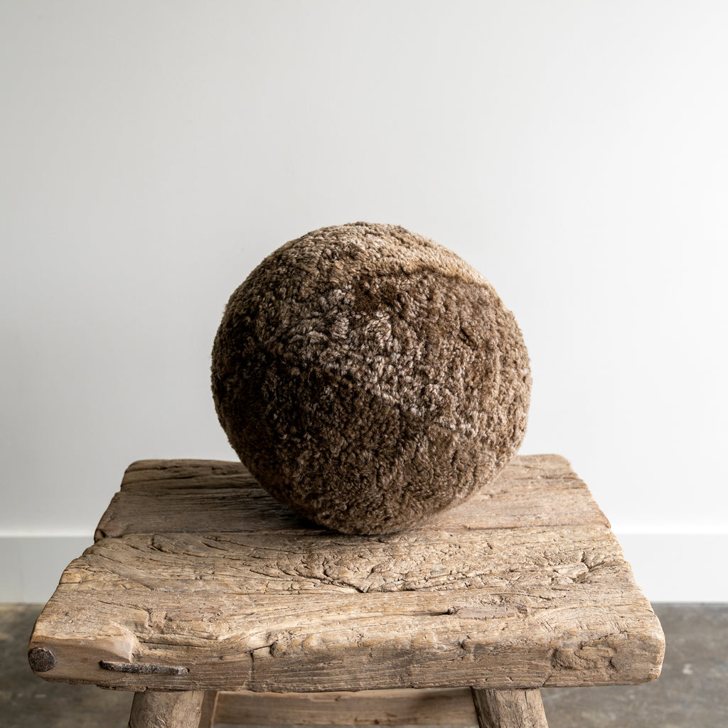 Taupe Shearling Sphere Pillow