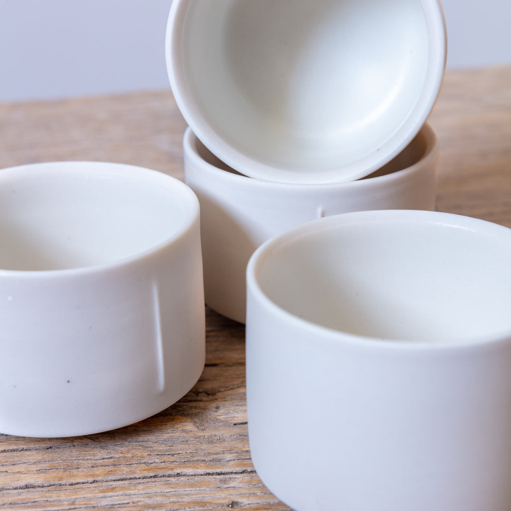 Raised Line Cup - White Porcelain