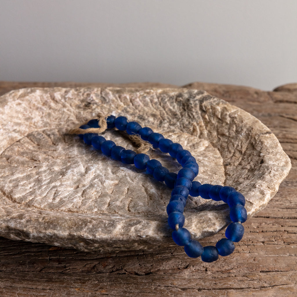 Recycled Glass Beads - Small Blue