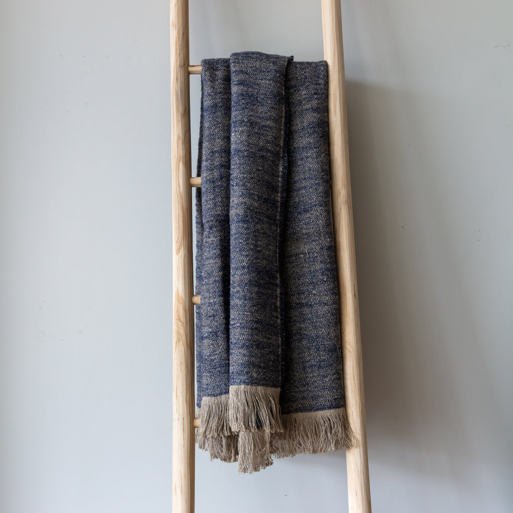 Linen Throw - Nash Navy Blue