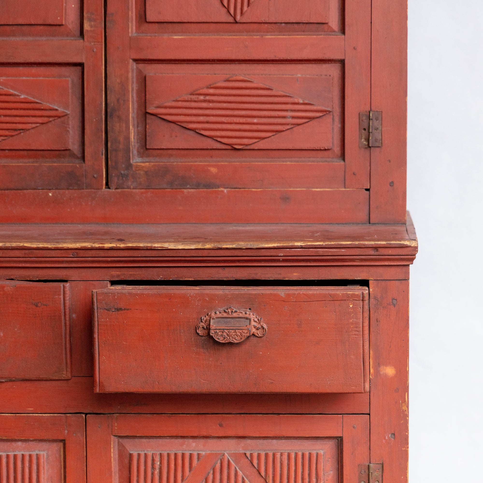 Red Step-Back Cabinet