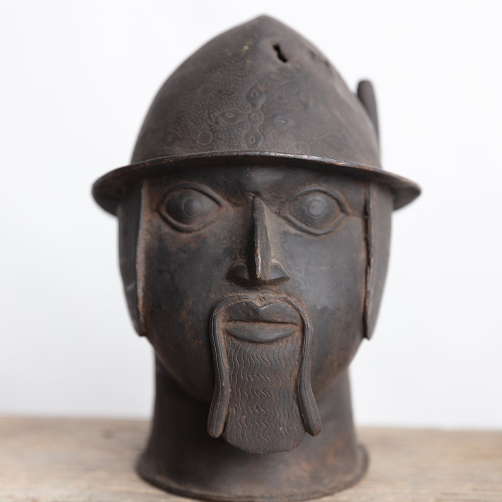 Cast Bronze Soldier Heads, Benin 20th Century