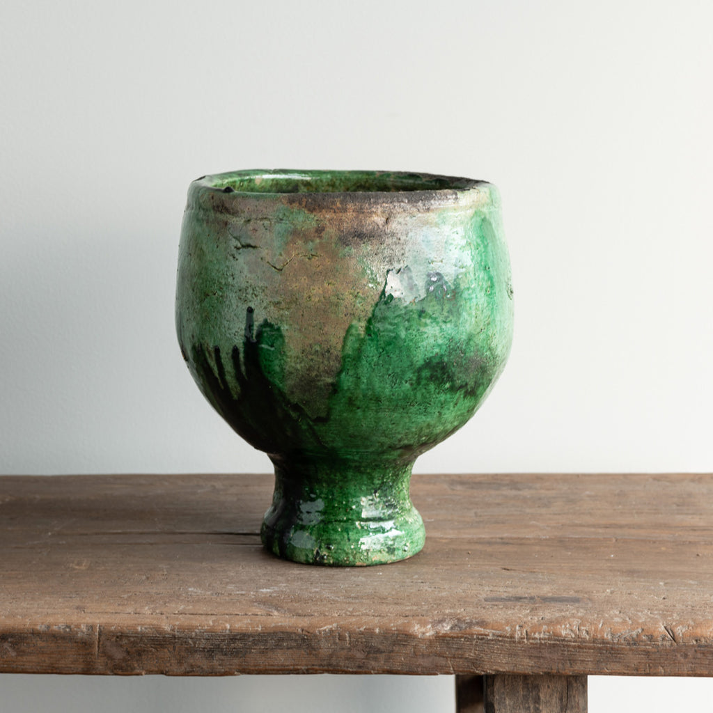Moroccan Pedestal Vase - Green