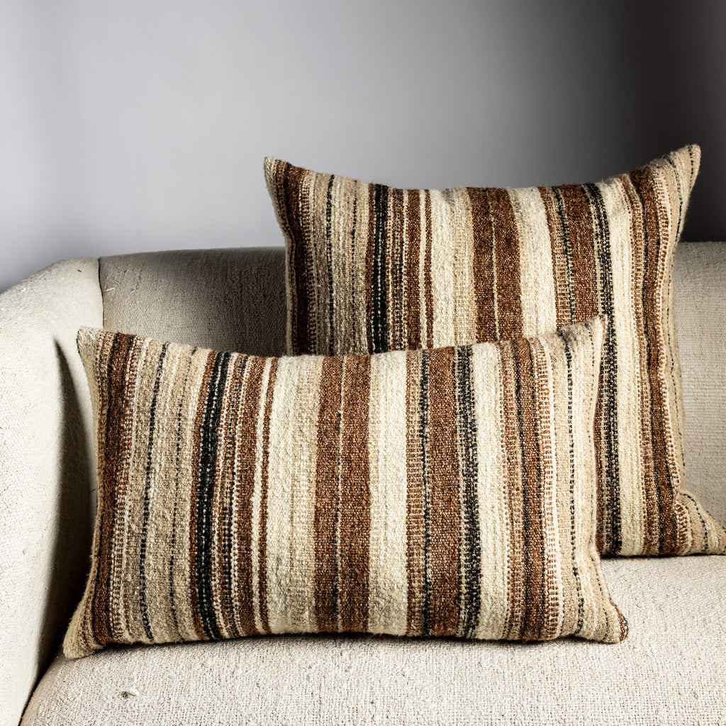 Linen Square Pillow - Nagy Beige and Caramel