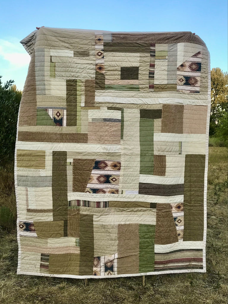 Chad Wentzel, Handmade Quilt in Olive and Sand